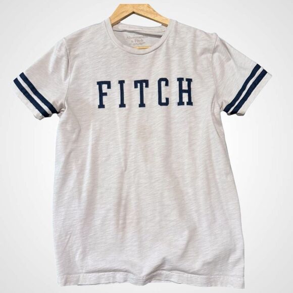 Abercrombie Fitch Varsity Tee M – White Navy Stripes Y2K Prep Gymcore - Picture 1 of 13